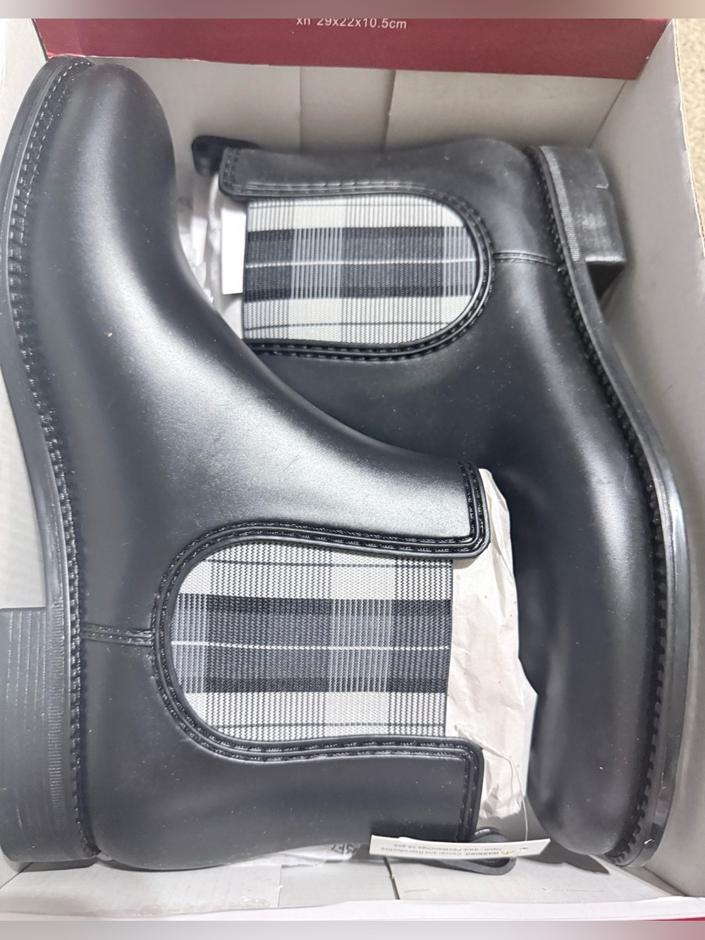 Henry Ferrera Black Chukka Boots with Gray Plaid Elastic Panels